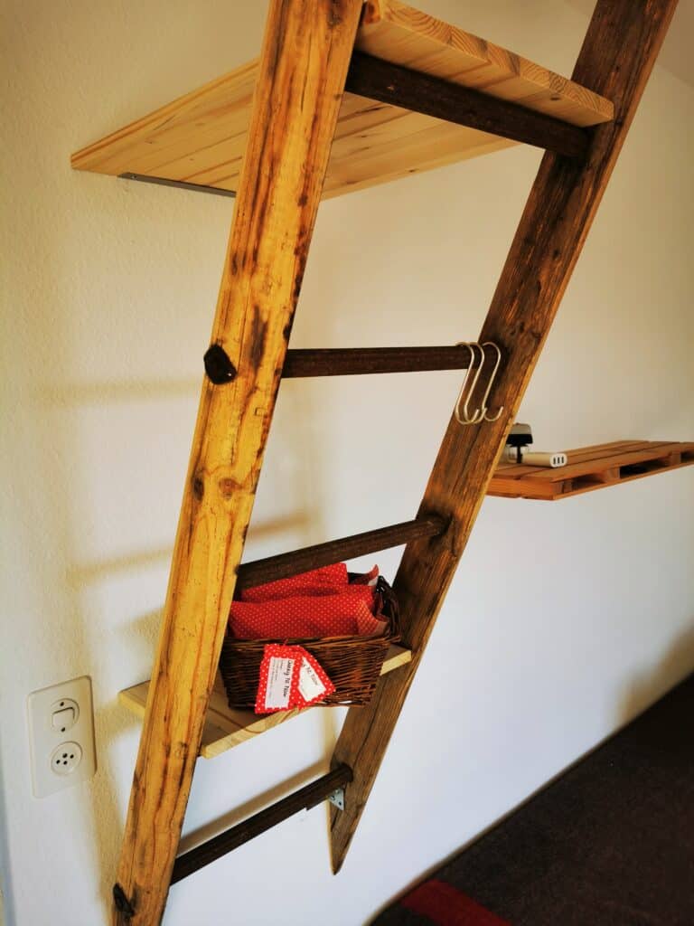 Shelf with cherry pit pillow